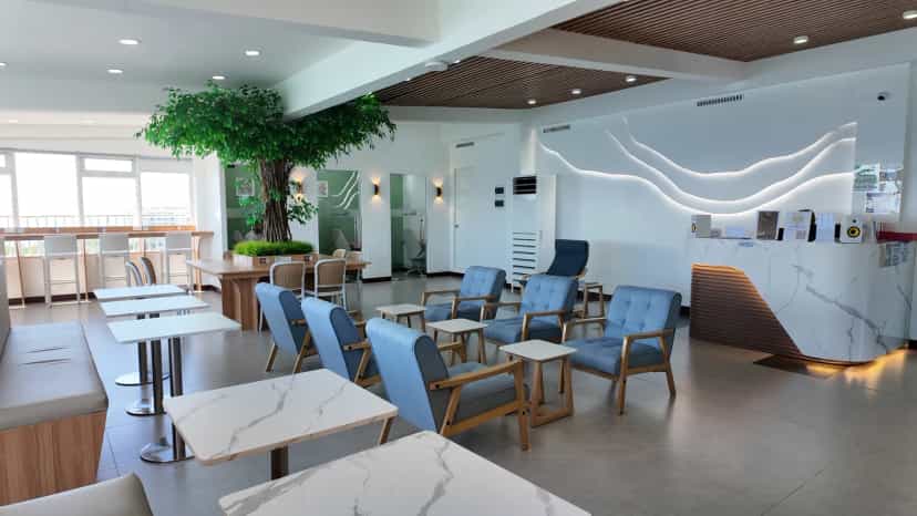 Five-star-hotel-style lounge, with dedicated staff on hand